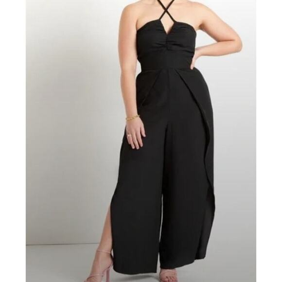 ELOQUII Jumpsuit Romper Plus Size 20 Black Halter Date Night Out Wedding NWT - Picture 1 of 7